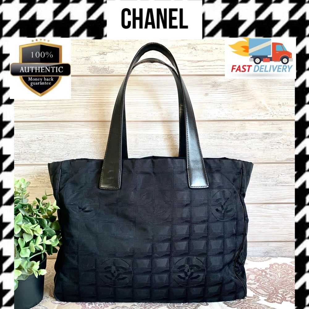 💯 Chanel tote bag new travel line black nylon